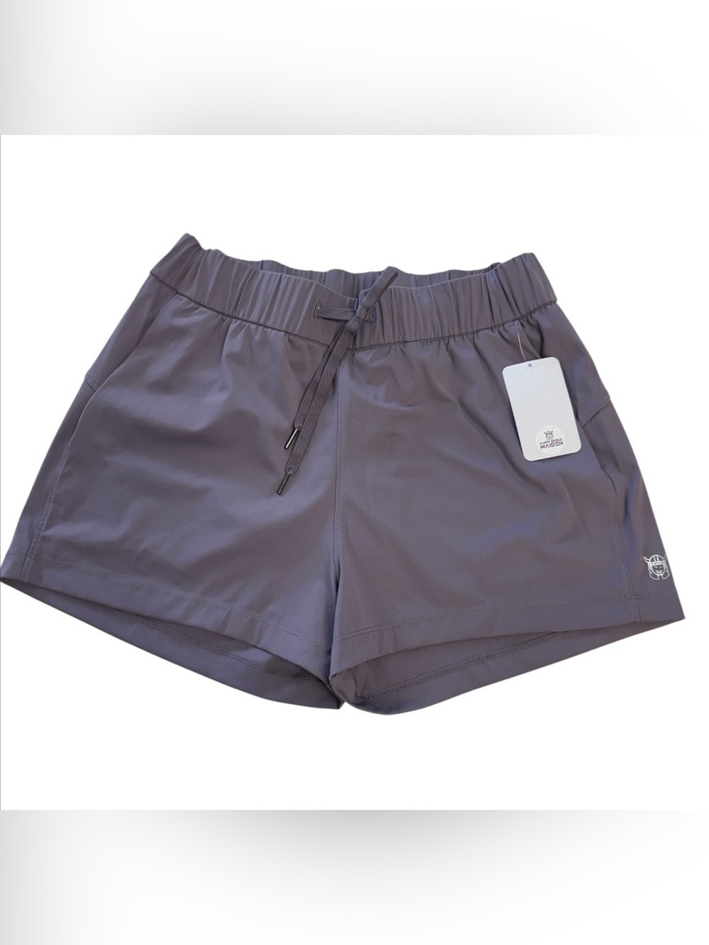 Happy Shield Maiden Women’s Active Drawstring Shorts - Ice Gray Size 10